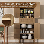72 inch Kitchen Pantry Storage Cabinet, Freestanding Pantry Cabinet, Tall Cabinets with Doors and Shelves,Freestanding Cupboard with Adjustable Shelves for Dining Room，Natural