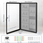 Enclosed Bulletin Board 36x24 in, Lockable Felt Board Bulletin Board for Office School Home Commercial, Tamperproof and Shatter Resistant, Black Aluminum Frame, Grey Felt