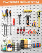 INCLY 1/4“ Extra Thick Pegboard Accessories Kit, 100PCS Heavy Duty Metal Peg Board Hook Assortment with 3 Sizes Basket S/M/L Fit 1/4 Inch Pegboard for Garage Wall Organizer Hanging Tools