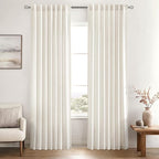 MIULEE Non-See-Through Privacy Linen Curtains 2 Panels, Light Filtering Window Curtains Farmhouse Textured Back Tab Semi Sheer Drapes for Bedroom Living Room, 52 x 72 Inches Long, Natural White