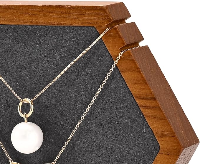 Solid Wood Hexagon Necklace Holder Stand Retail Hanging Jewelry Necklace Stand Display for Vendors(Grey)
