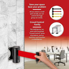 DuraSteel Wall Mount Crowd Control Retractable Belt Barrier - 9.2 Ft Red Retractables Barrier Belt, Crowd Control Barriers Do Not Enter Line Dividers for Crowds NOT Stanchions with Retractable Belts