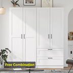 White Tall Kitchen Pantry Cabinet Organizers and Storage with Doors and Adjustable Shelves，Wood Large Gabinetes Para Cocina Office Bookshelf for Laundry Room Cabinets (31.5”W*15.7”D*71”H)