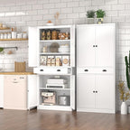 Metal Kitchen Pantry Cabinet, 71'' Tall Food Pantry Storage Cabinet with Doors and Shelves, White Freestanding Cupboard for Dining Room, Living Room - Assemble Required