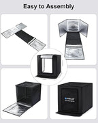 PULUZ Light Box Photography, 24x24 inch Large Photo Light Box with 120 LED Beads, CRI >95, Professional Portable Photo Booth Shooting Tent Kit with 6 Color Backdrops for Product Photography