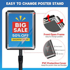 Sign Holder Stand - 8.5x11 Inch Adjustable Floor Standing Sign Stand for Display, Pedestal Poster Stand for Vertical & Horizontal View, Indoor & Outdoor Use for Business & Store - Black