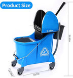Mop Bucket with Wringer, Mop Bucket Separate Dirty Water for Floor Cleaning with Drain Pipe &Storage Bucket, Blue