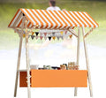 Collapsible Mobile Market Stall Carts Vendor on Wheels, Wood Outdoor Vendor Cart, Easy to Assemble for Parties, Birthdays, Weddings, Bar(Orange2,120cm/47.2in)