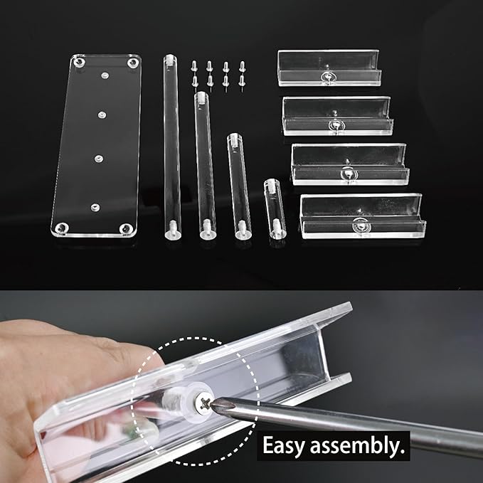 MOOCA 4 Tier Premium Acrylic Eyeglasses Frame Stand, Sunglasses Rack, Sunglasses Stand Acrylic Eyewear Display, Eyeglasses Rack Holder, Glass Display, 9 in H