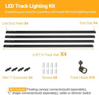 VANoopee 16-Light LED Track Lighting Kit with 13FT H Type Track Rails, Dimmable Track Light Heads Bright Ceiling Spotlight Fixture for Kitchen Accent Art, 3000K Warm White, No Flicker 10W 800lm Black