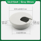 2 Pcs Desk Grommet 2" / 50 mm, Desk Cord Hole Cover, Cable Grommet ABS Plastic, Desk Hole Grommet for Home & Office Pc, Detachable Cable Cord Organizer-Light Grey