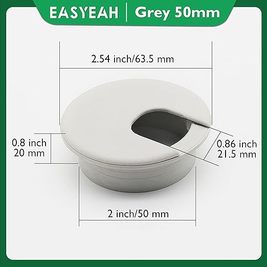 5 Pcs Desk Grommet 2" / 50 mm, Desk Cord Hole Cover, Cable Grommet ABS Plastic, Desk Hole Grommet for Home & Office Pc, Detachable Cable Cord Organizer-Light Grey