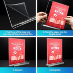 Acrylic Sign Holder 8.5x11, 8Pack Clear TableTop Sign Holder-Sided, Plastic Flyer Display Holder with Vertical Base, Clear Flyer Stand Menu Table Display Holders for Restaurants Office Store Show Fair