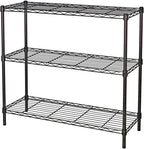 Standing Shelving Units, 36" W x 14" D x 32" H Metal Storage Shelves, Adjustable Carbon Steel Wire Shelving Rack Display Shelf for Garage Bathroom Kitchen Home Office (3-Tiers, Black)