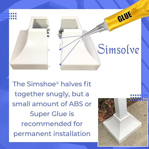 Deck Post Base Cover Durable, Snap-Together Shoe Base Instantly Transforms Hand & Stair Rail Feet Porch, Stair & Deck Cover Brackets UV-Resistant ABS Plastic (White)