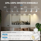 6-Light LED Track Lighting Kit with 6.6FT H Type Track Lighting Rail, Dimmable Track Lights Modern Kitchen Track Lighting Fixtures Ceiling Spot Light 2700K-5000K, CRI90+, 36° Beam 10W 800lm, White
