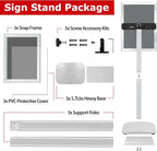 3 Pack Heavy Duty Standing Sign Holder 11x17 Inch - Pedestal Floor Sign Stand with Weighted Base - Vertical & Horizontal Poster/Menu Display Stands for Indoor/Outdoor Advertising, Silver