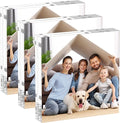 AITEE 5x5 Acrylic Picture Frames 3 Pack, 20% Thicker Block, Clear Picture Frames Freestanding Double Sided Magnetic Acrylic Lucite Frameless Transparent Square Frame Gift for Desktop Display