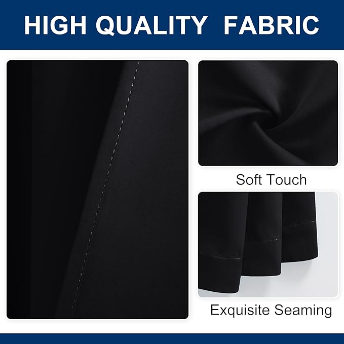 Hiasan Privacy Room Divider Patio Sliding Door Curtain Extra Wide Blackout Thermal Insulated Curtains with Back Tab & Rod Pocket for Bedroom Partition Living Room (120 x 96 Inches, Black)