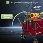 150L Collapsible Wagons Carts Foldable, 360LBS Heavy Duty Folding Beach Cart with Big All-Terrain Wheels, Portable Utility Wagon for Grocery, Shopping, Garden, Sports, Red