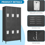 6 Doors Locker Storage Cabinet, Metal Locker for Employees, 72" Tall Lockers for Office School Gym Home, Require Assembly (Black)
