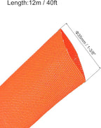 MECCANIXITY Braided Cable Sleeves Heat Shrinkable Fabric Sleeving, 1 3/8" 40ft Orange 2:1 Ratio Heat Shrinkable Cord Protector for Harness Cable, Network Cable Protection, Cable Management