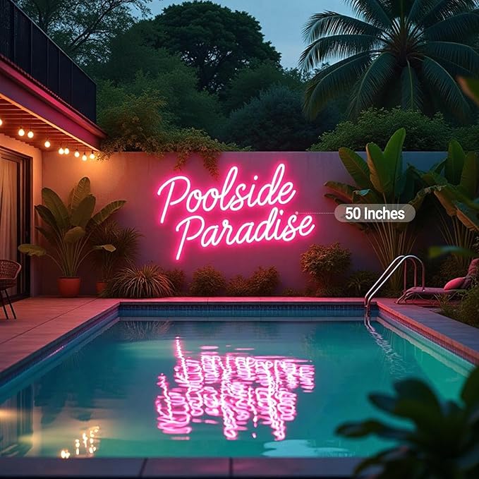 Large Outdoor Neon Signs Waterproof Ip67, Custom Outdoor Led Signs Waterproof LED Light for Patio, Backyard, Pool, Business, Beach, Bar, Wedding, Customizable Outdoor Waterproof Light Up