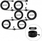 50FT Outdoor Extension Cord,10 Evenly Spaced Outlet Plugs,Black Multiple Outlets with Weatherproof Cover,16/3 SJTW Wire Power Cord.