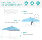 Best Choice Products 10x10ft 1-Person Setup Pop Up Canopy Tent Instant Portable Shelter w/ 1-Button Push, Case, 4 Weight Bags - French Blue/White
