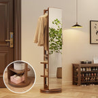 WoodsWhisper Full Length Mirror Coat Rack Solid Wood Floor Mirror 66"x12" Full Length Mirror with Stand Long Mirrors for Bedroom,Living Room