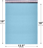 Light Blue 12.5x19.5 Inch Large Poly Bubble Mailers #6 | Padded Envelopes with Self Seal | Air Lined Cushioned Bubble Mailer | Usable Size 12.5x15 | 50 Pack Bulk | Lightweight shipping Bags