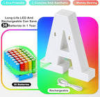 mooncow Rechargeable Light Up Letters,Colorful Marquee Letters with Remote,Gift Wrap Gifts,Bedroom Home Bar Party Decor (F)