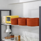 CubesLand Small Baskets, Storage Baskets for Organizing Shelves, 3 Packs Rectangular Woven Storage Baskets Natural Cotton Rope Storage Bins Closet Baby Nursery Baskets Empty Gifts Baskets Brick Red