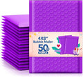 GSSSUSA Bubble Mailers 4x8 Inch 50 Pack Padded Envelopes Usable Size 4x7 Inch Shipping Envelopes Self Seal Small Packaging Shipping Bags for Mailing Jewelry, Small Business, Purple