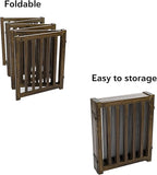 LZRS 6-Panel Extra-Wide Freestanding Wooden Dog Gate Indoor – 24”High Foldable Safety Pet Barrier for Doorways, Hallways, Kitchens, Durable Design fit Small to Medium Dogs, Walnutl