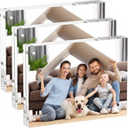 AITEE 6x8 Acrylic Picture Frames 3 Pack, 20% Thicker Block, Clear Picture Frames Freestanding Double Sided Magnetic Acrylic Lucite Frameless Transparent Square Frame Gift for Desktop Display