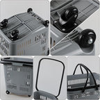 Ramddy 6-Pack 50 L Plastic Shopping Basket with Wheels and Handle, Grocery Shopping Basket, Grey