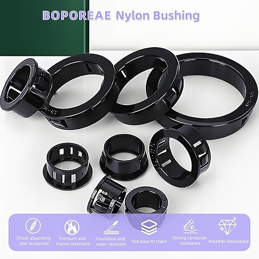 6 pcs Black Snap Bushing 2" (50 mm) Mounting Diameter, Plastic Cable Hole Grommets for Wiring, Round Nylon Snap in Locking Electrical Wire Cord Hose Tubing Bushings Grommets Protectors