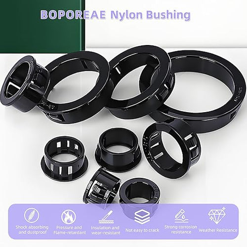 10 pcs Black Snap Bushing 1-9/16" (40 mm) Mounting Diameter, Plastic Cable Hole Grommets for Wiring, Round Nylon Snap in Locking Electrical Wire Cord Hose Tubing Bushings Grommets Protectors