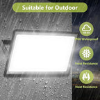 800W LED Flood Light Outdoor,3600W Equivalent Super Bright FloodLight with Plug,80000LM 6000K Daylight White IP66 Waterproof Commercial Lighting for Sports Fields,Courts, Arena, Stadium