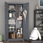 LUCYPAL Metal Storage Cabinet with Locking Doors,72.8" H Broom Closet Storage Cabinet with Shelves and Haging Rods,Garage Storage Cabinets for Kitchen,Utility Room,Grey