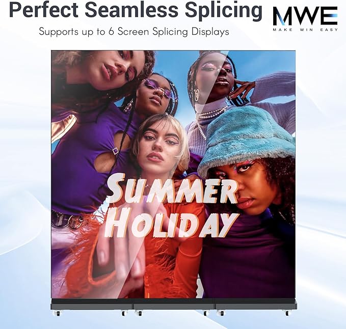 80 Inch LED Digital Signage Display, Foldable Seamless Stitching Kiosk, P1.86 GOB LED Screen Poster with Flight Case, Commercial Advertising Display for Events, Rentals and Weddings (Black, 1 Unit)