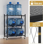 ALANNG Storage Shelves with Wheels, Bookshelf with Storage, No Assembly Metal Rack Cart for Kitchen, Office, Laundry, Garage (3 Tier, Black)