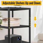 Under Desk Printer Stand with Wheels, 3-Tier Heavy Duty Rolling Cart with Adjustable Storage Shelf, Industrial Printer Table for Printer, Scanner, Home, Office, Black