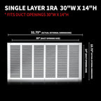30x14 Return Air Grille(Duct Opening Size),Air Return Vent Cover,Flat Vent Cover,Rejillas De Aire Acondicionado Para Casa,Return Air Grilles,Outer Dimensions:31.75"Wx15.75"H(30"W x 14"H, Duct Opening)