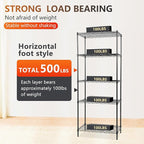FDW | 5-Tier Wire Storage Shelves | 24"x14"x59" | Black | Adjustable Racks | Heavy-Duty Metal Shelf, Holds Upto 500 lbs | Tool-Free Assembly, Rust-Resistant | for Home & Garage Shelving