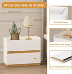 Large Modern Nightstand White Bedside Table, 2 Drawer Dresser Wood Stackable Storage Drawers for Clothes for Closet, Bedroom, 24"x16"x20"