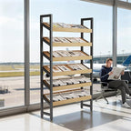 6-Tier Floor Standing Magazine Rack, Modern Literature Display Stand, Heavy Duty Steel Display Shelf with 38° Slant & 2.75" Lip, for Office/Airport/Bookstore/Library, 39"L x 12"W x 71"H (Black)