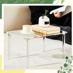 Extra Large 6mm Thick Acrylic Rectangular 4-leg Display Risers, Acrylic Stand, Clear Shelf Riser Display Stands for Decor Collectibles Figures (1 Pcs,17×11×9in)