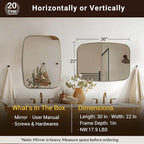 ANDY STAR Oval Mirrors for Bathroom, 22x30 Gold Bathroom Vanity Mirror with Metal Frame, Brass Oblong Mirror for Over Sink, Modern Anti Rust Wall Mounted